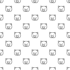 Vector seamless pattern with hand drawn pig head.