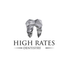 illustration of mosaic and origami tooth dental marks logo design