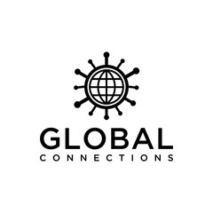 illustration of a global internet network logo design