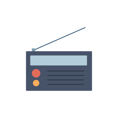 Vector illustration of colorful flat radio. Radio icon.