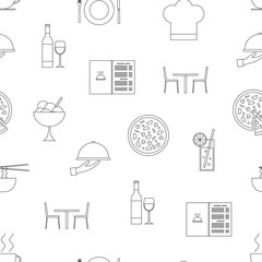 Vector seamless pattern with line restaurant symbols.