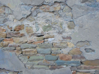 real stone wall without cement. old house with stone walls. surface, background, texture