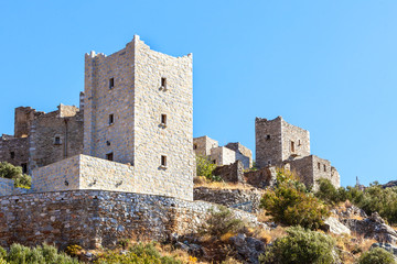 Stone old tower house on Mani, Greece.