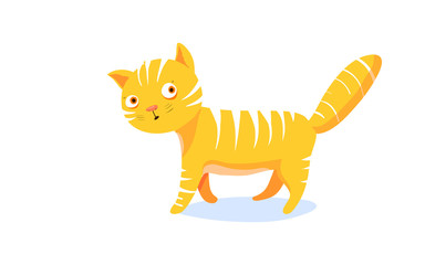illustration of orange cat with white stripes on a white background. vector illsutration