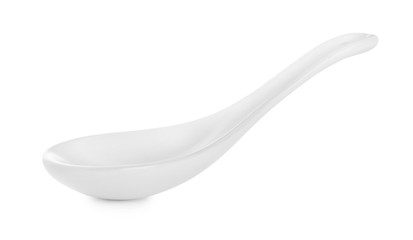 Clean empty miso spoon on white background