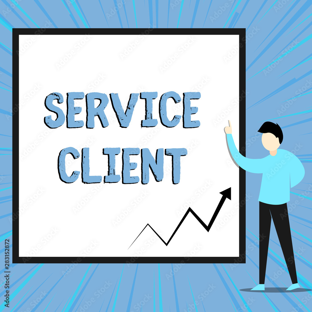 Poster word writing text service client. business photo showcasing dealing with customers satisfaction and 
