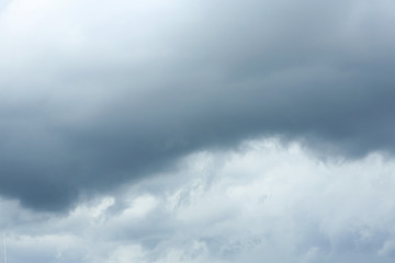 Sky with heavy rainy clouds on grey day