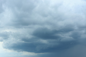 Sky with heavy rainy clouds on grey day