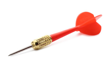 Single sharp red dart isolated on white