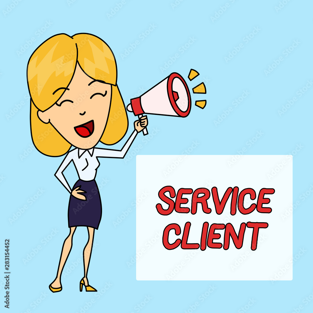 Poster writing note showing service client. business concept for dealing with customers satisfaction and ne