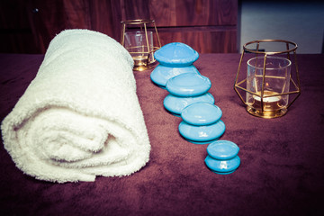 Obraz na płótnie Canvas Rubber Cupping therapy set with some spa accessories