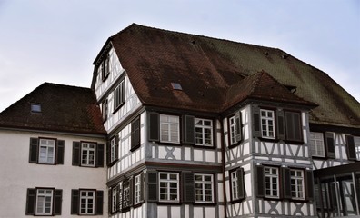 Close up of an old timbered house