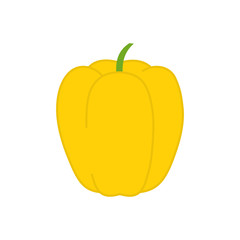 Vector illustration of flat yellow bell pepper. Bell pepper icon.