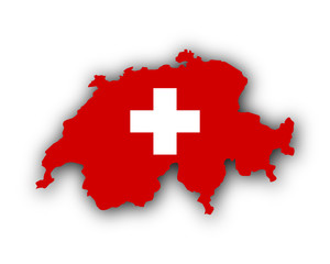 Karte und Fahne der Schweiz