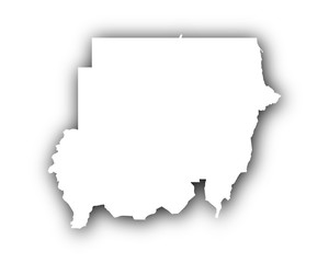 Karte von Sudan mit Schatten