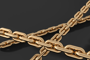 Obraz premium Chain with blank background, concept of digital security, 3d rendering.
