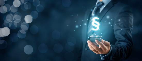 Lawyer and advocate on-line law services concept