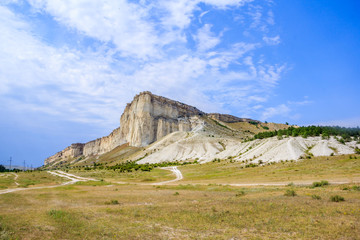 Fototapeta premium White rock in the Crimea. White rock Sights of Crimea. High rock Rocky mountain