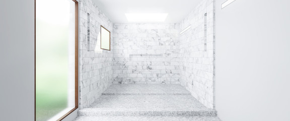 Empty Modern Bathroom after Renovation (panoramic) - 3d visualization