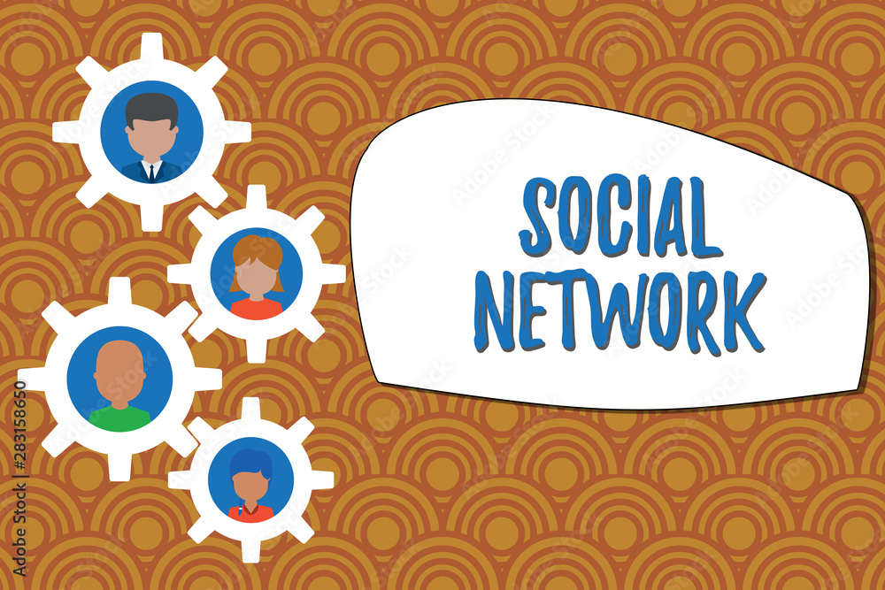 Aufkleber writing note showing social network. business concept for interactions sharing information interdemo