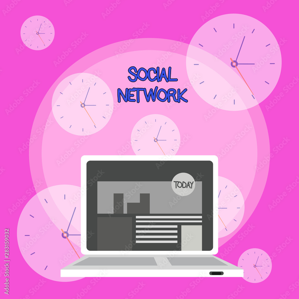Poster writing note showing social network. business concept for interactions sharing information interdemo