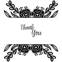 Template of card thank you, with texture elegant floral frame. Vector