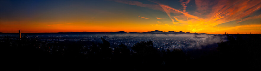 Coloured sunrise in the Rhine valley