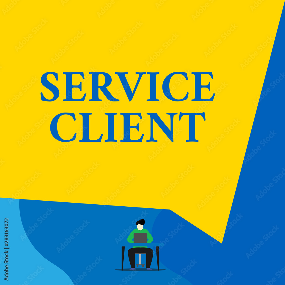 Poster writing note showing service client. business concept for dealing with customers satisfaction and ne