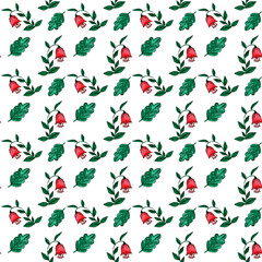 red bell flowers seamless pattern