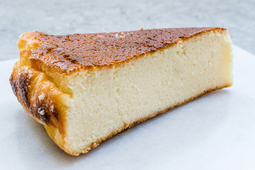 Fototapeta premium Ricotta Cheesecake Slice Close Up Macro View.