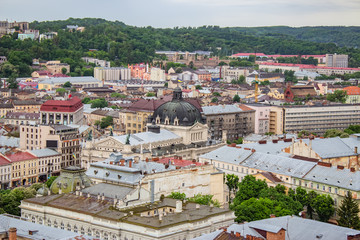 Fototapeta premium Architecture of Lviv. Lviv is the cultural center of Ukraine. Television and town hall in the center. Tourist attractions. .