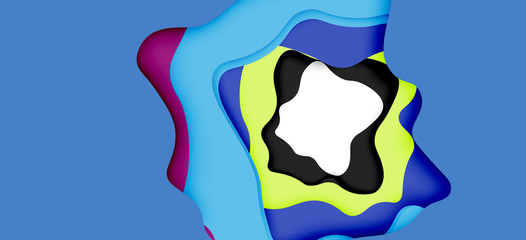 Abstract geometric pattern. 3d paper layers cut out colorful wave background. Origami cut out abstract waves for web background
