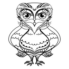 black and white owl graphic ornamental drawing.zip