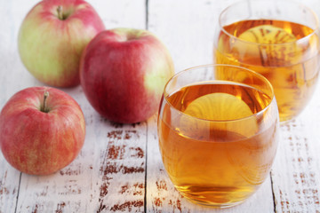 Two glasses with apple juice