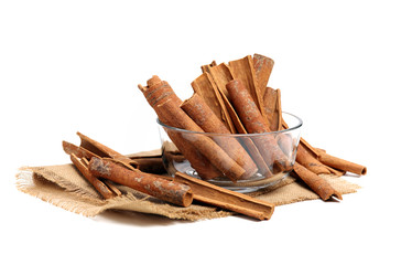 Cinnamon on a white background