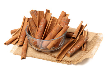 Cinnamon on a white background