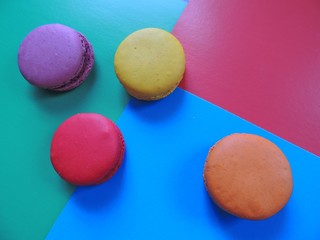 colorful cakes delicious and sweet on abstract background