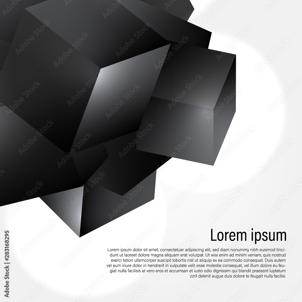 Poster 3d cube geometric polygonal crystal granite structure for design background on the corner