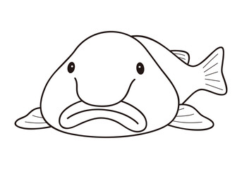 ブロブフィッシュ ニュウドウカジカ 深海魚 キャラクター ぬりえ ベクターイラスト