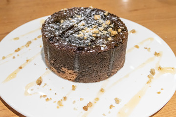 Brownie with nuts and honey