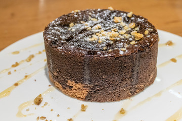 Brownie with nuts and honey