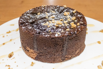 Brownie with nuts and honey