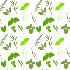 Fototapeta na wymiar Herb leaves seamless vector pattern.
