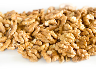 walnuts on a white background. healthy foods