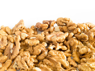 walnuts on a white background. healthy foods