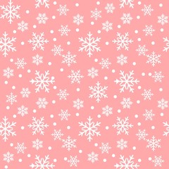 seamless background with snowflakes, pink white