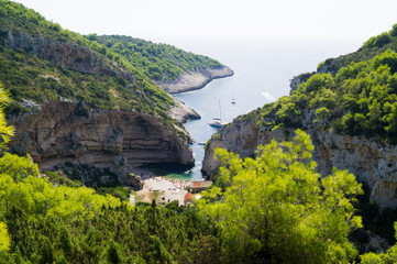 Stiniva bay, Vis island, Croatia.  The most beautiful place in Croatia. The best bay in Europe. ...