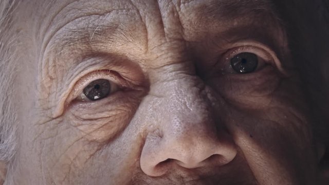 Eyes of a very old woman. Extreme close up. Series.