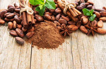 Cocoa powder and beans