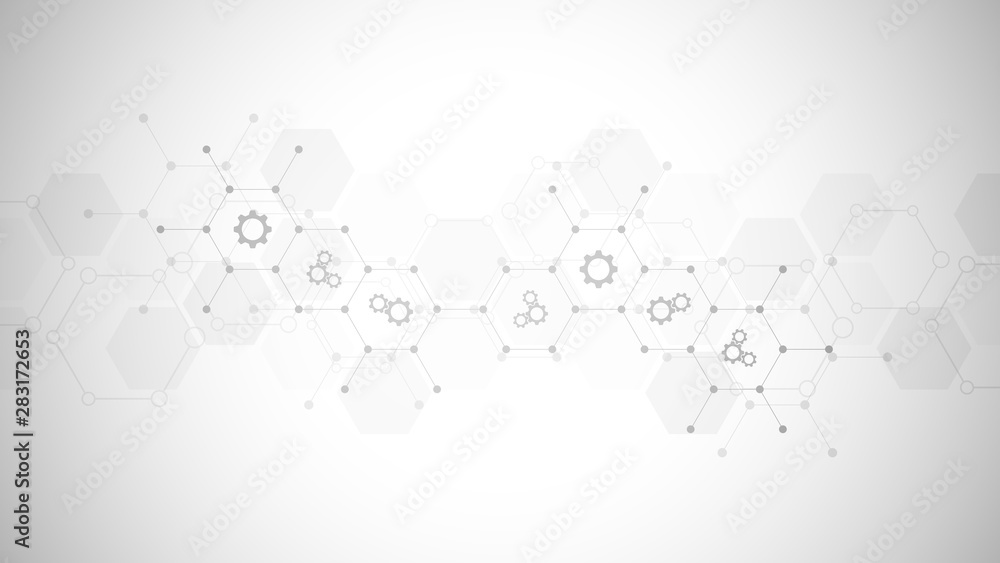 Poster technology background with flat icons and symbols. concept and idea for internet of things, communic